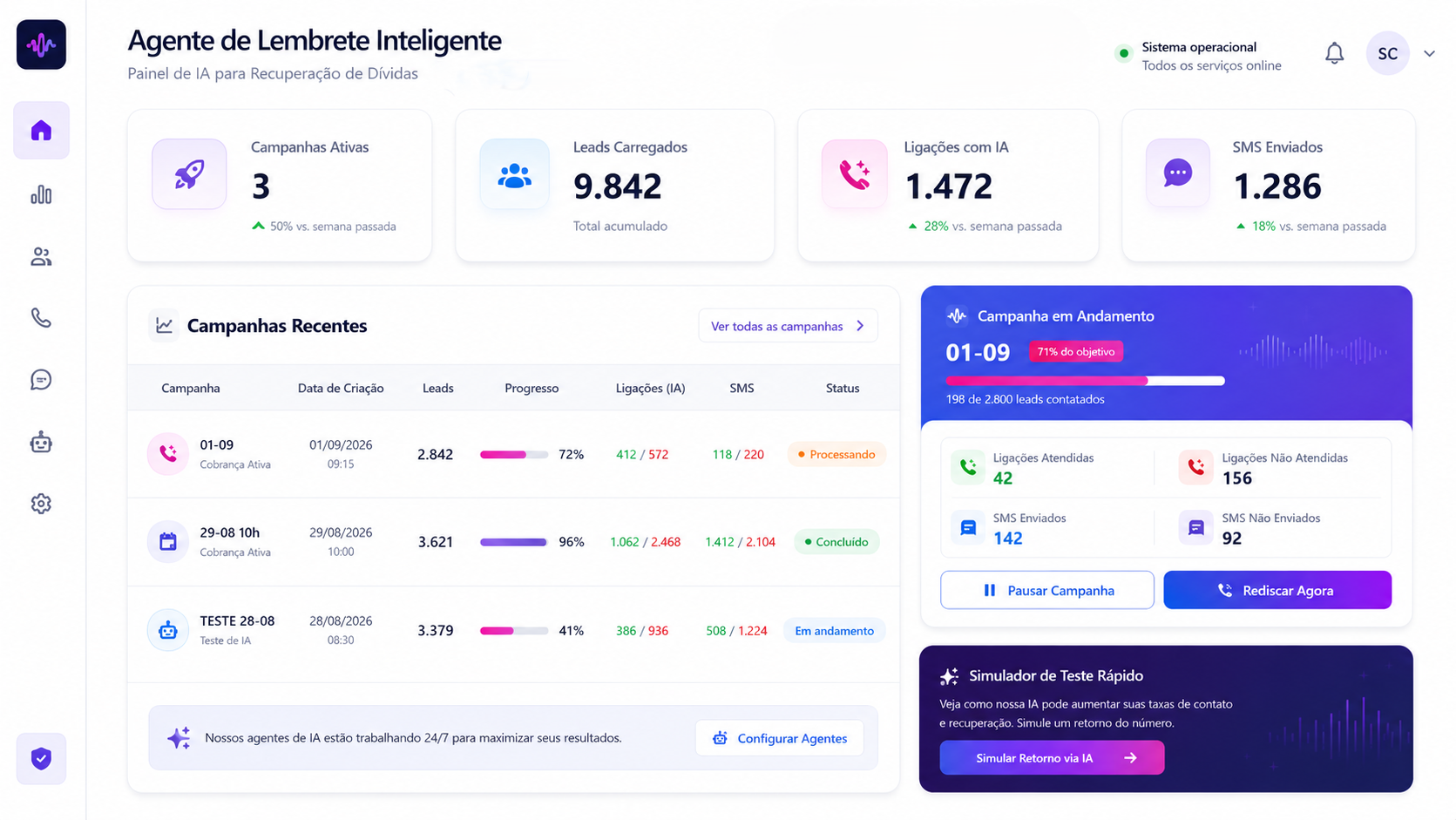 Interface do Agente de Lembretes